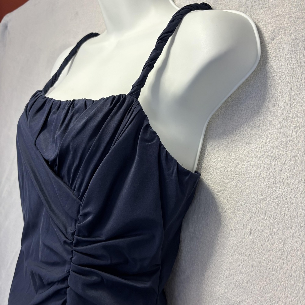 Adrianna Papell‎ Occasions Ruched Formal Dress Womens 6 Navy Blue Maxi Gown - Picture 12 of 14